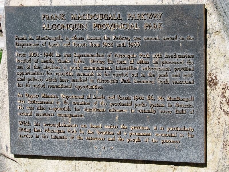 Frank MacDougall Parkway Marker. Click for full size. Frank MacDougall Parkway Marker image. Click for full size.