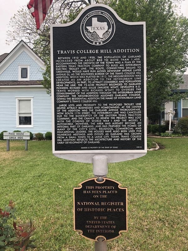 Travis College Hill Addition National Register of Historic Places Marker image. Click for full size.