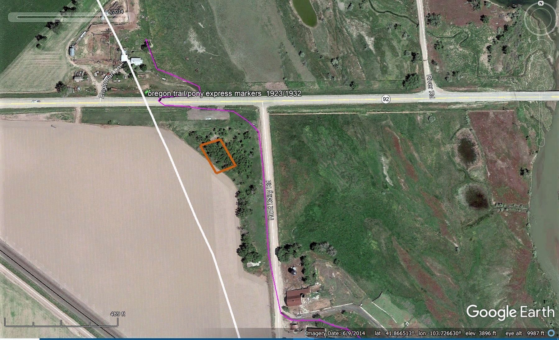 Fort Mitchell, 1864-1867 extrapolated footprint from Google Earth image. Click for full size.