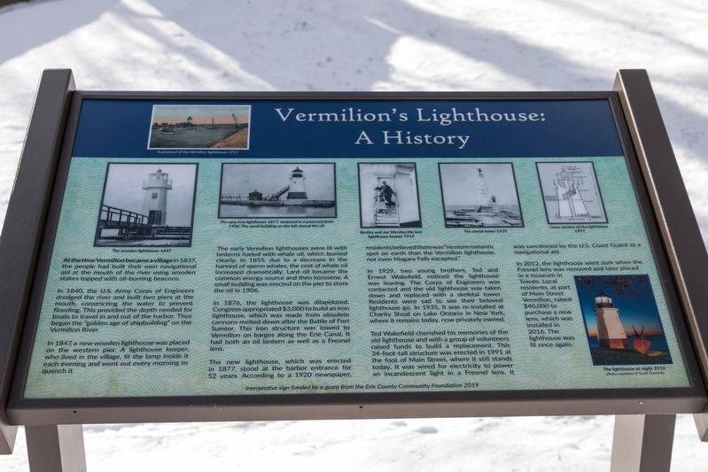 Vermilion’s Lighthouse Marker. Click for full size. Vermilion’s Lighthouse Marker image. Click for full size.
