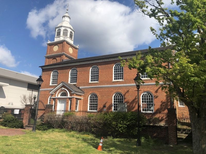 Philip Wilhelm Otterbein Marker in front of Old Otterbein Church image. Click for full size.