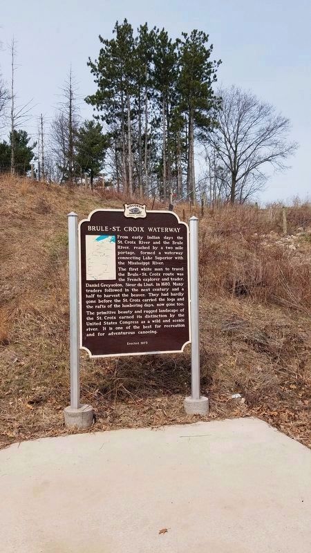 Brule-St. Croix Waterway Marker at new location. image. Click for full size.