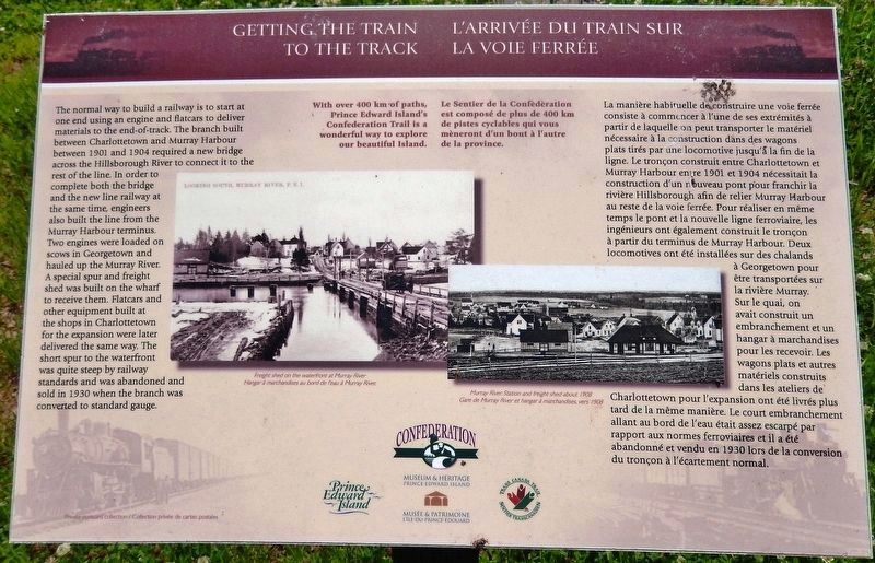 Getting the Train to the Track /<br>L’Arrivée du Train sur la Voie Ferrée Marker. Click for full size. Getting the Train to the Track /<br>L’Arrivée du Train sur la Voie Ferrée Marker image. Click for full size.