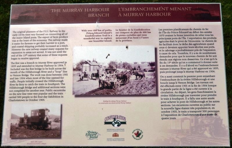 The Murray Harbour Branch /<br>LEmbranchement Menant  Murray Harbour Marker image. Click for full size.