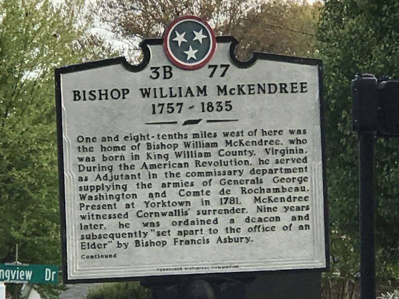 Bishop William McKendree Marker image. Click for full size.