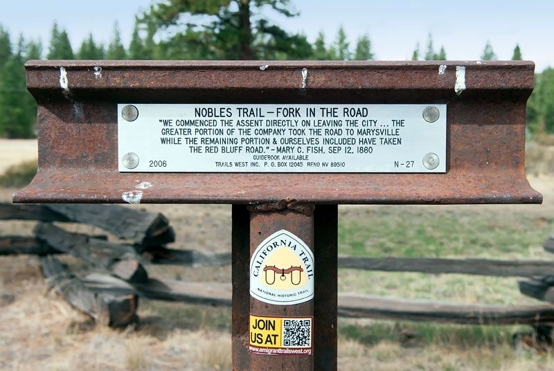 Nobles Trail - Fork in the Road Marker. Click for full size. Nobles Trail - Fork in the Road Marker image. Click for full size.