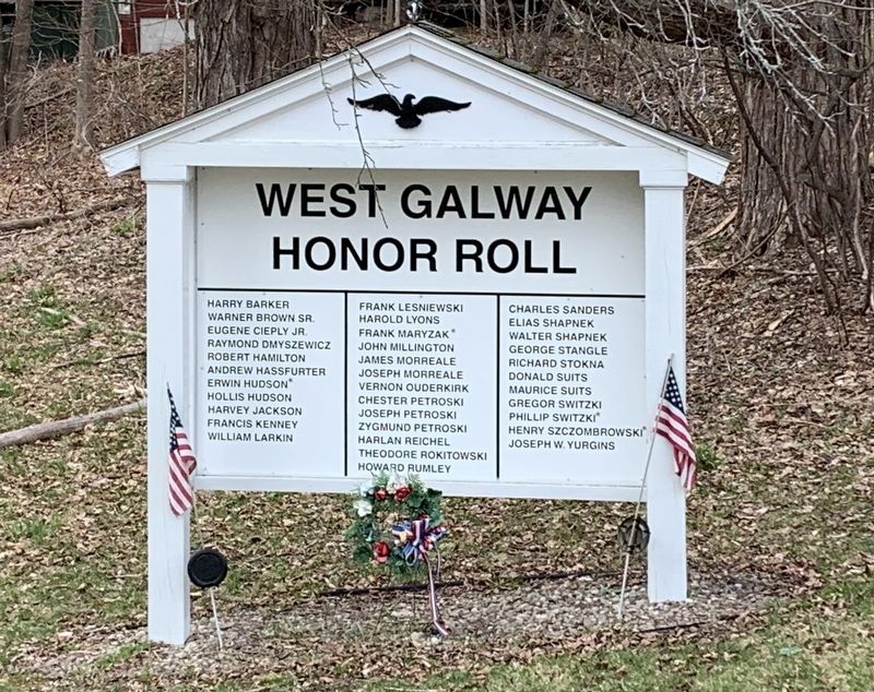 West Galway Honor Roll Marker image. Click for full size.