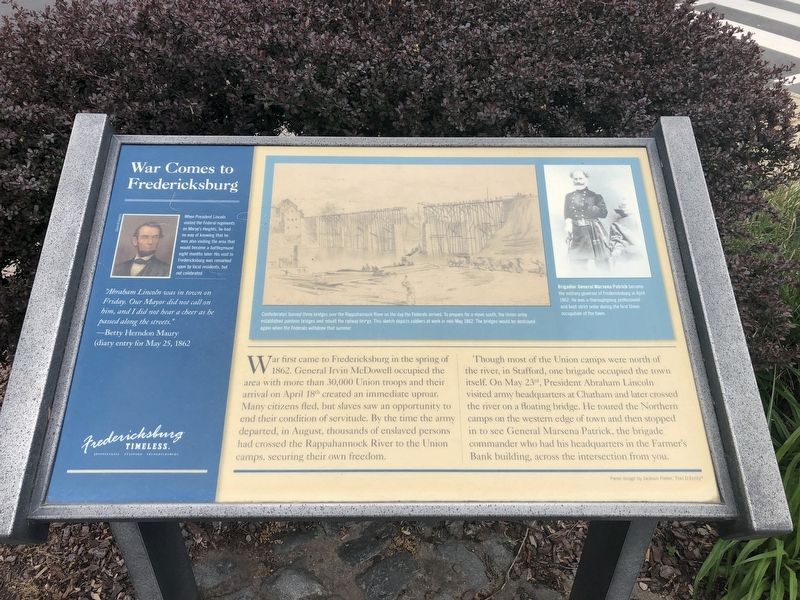 War Comes to Fredericksburg Marker. Click for full size. War Comes to Fredericksburg Marker image. Click for full size.