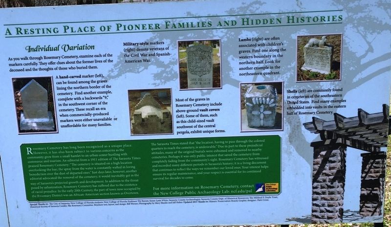 A Resting Place of Pioneer Families and Hidden Histories Marker image. Click for full size.