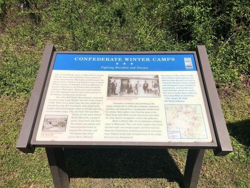 Confederate Winter Camps Marker. Click for full size. Confederate Winter Camps Marker image. Click for full size.