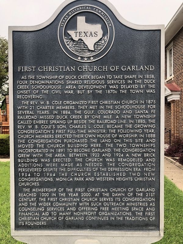 First Christian Church of Garland Marker image. Click for full size.