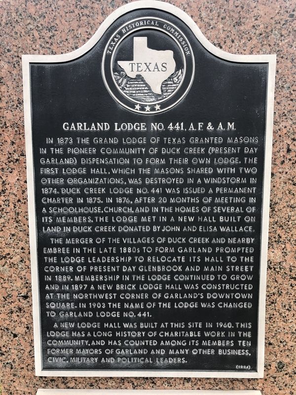 ​Garland Lodge No. 441, A.F. & A.M. Marker image. Click for full size.