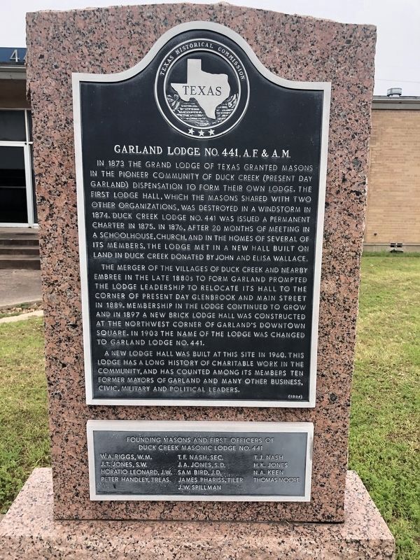 Garland Lodge No. 441, A.F. & A.M. Marker. Click for full size. Garland Lodge No. 441, A.F. & A.M. Marker image. Click for full size.
