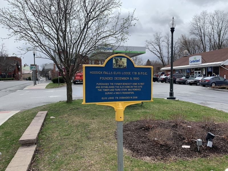 Hoosick Falls Elks Lodge 178 B.P.O.E. Marker. Click for full size. Hoosick Falls Elks Lodge 178 B.P.O.E. Marker image. Click for full size.