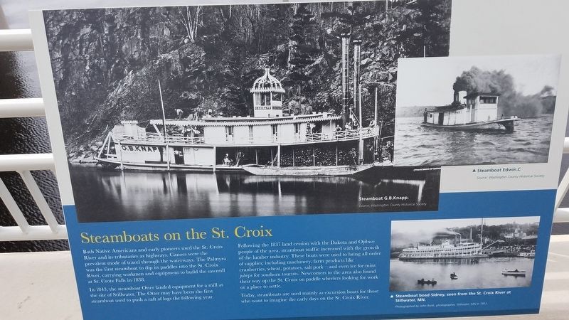 Steamboats on the St. Croix Marker. Click for full size. Steamboats on the St. Croix Marker image. Click for full size.
