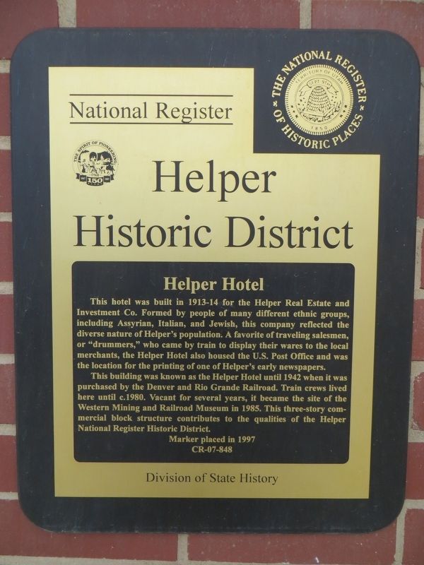 Helper Hotel Marker. Click for full size. Helper Hotel Marker image. Click for full size.