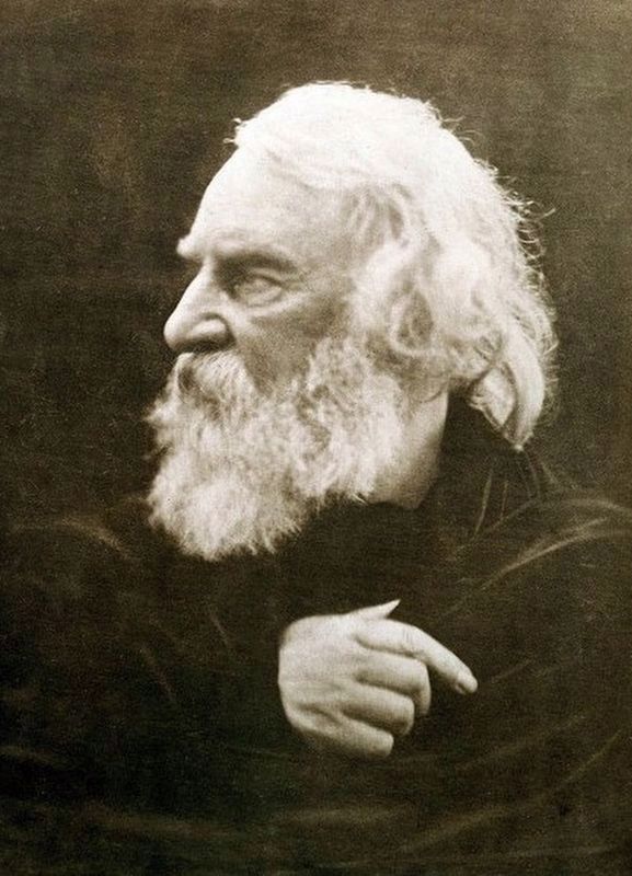 Henry Wadsworth Longfellow photographed by Julia Margaret Cameron in 1868 image. Click for full size.