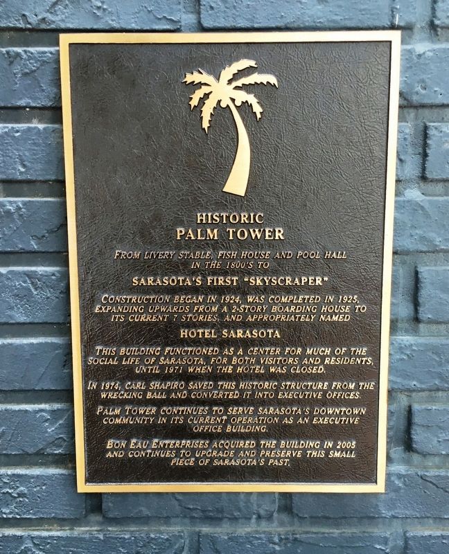 Historic Palm Tower Marker image. Click for full size.