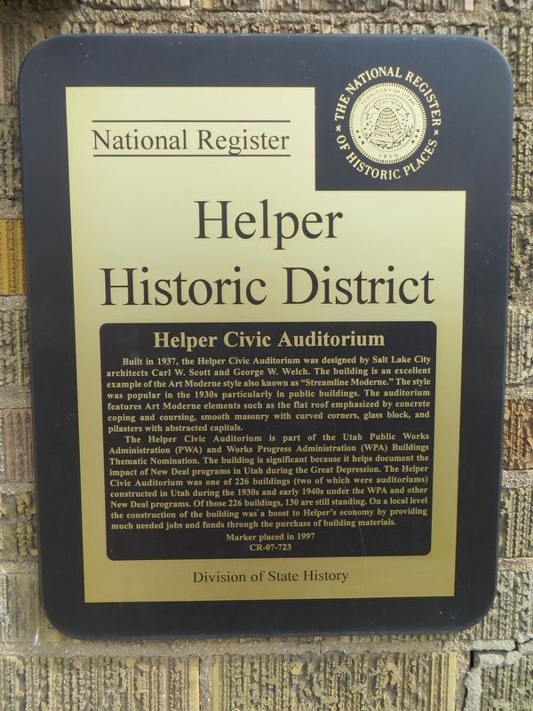 Helper Civic Auditorium Marker image. Click for full size.