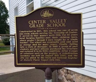 Center Valley Grade School Marker image. Click for full size.