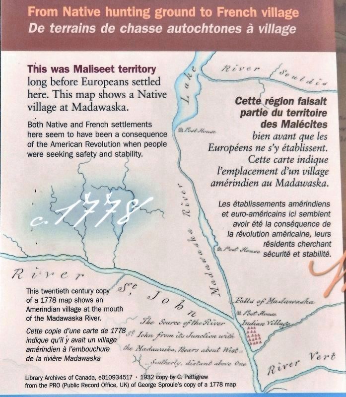 Marker detail: 1778 Madawaska Map image. Click for full size.