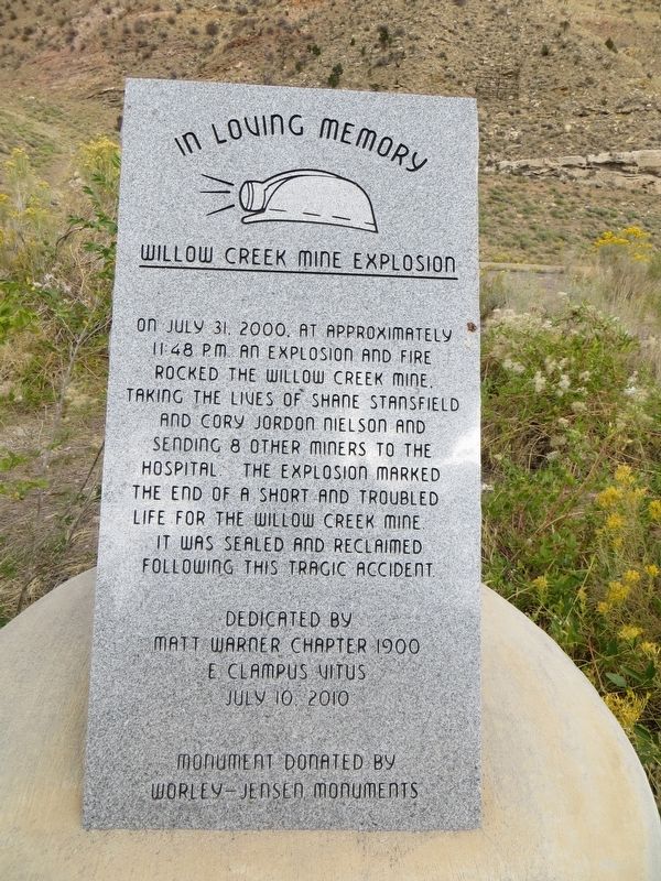 Willow Creek Mine Explosion Marker image. Click for full size.