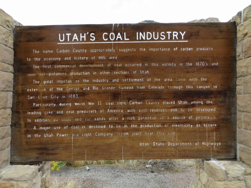 Utah's Coal Industry Marker image. Click for full size.