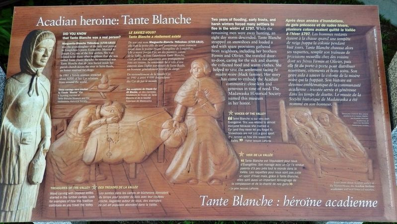Acadian Heroine: Tante Blanche /<br>Tante Blanche : Hrone acadienne Marker image. Click for full size.