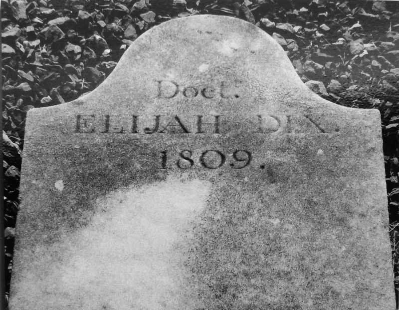 Marker detail: Dr. Elijah Dix was probably the first original burial in May of 1809 image. Click for full size.