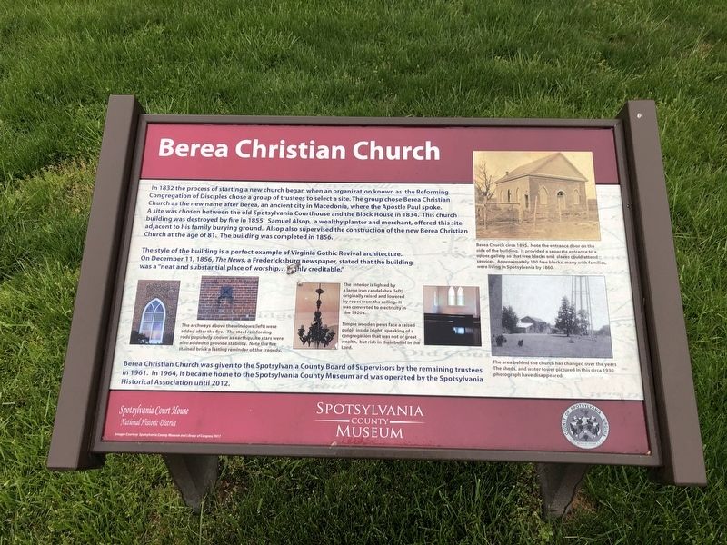 Berea Christian Church Marker image. Click for full size.