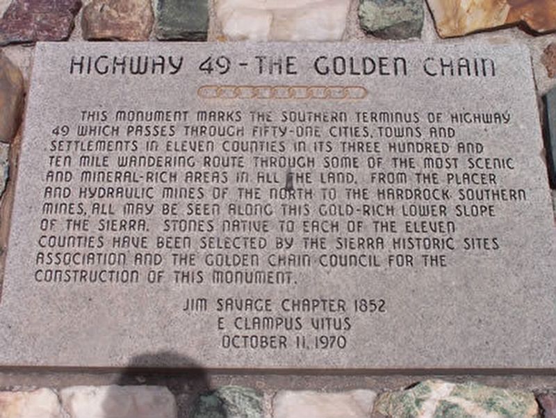 Highway 49 - The Golden Chain Marker image. Click for full size.