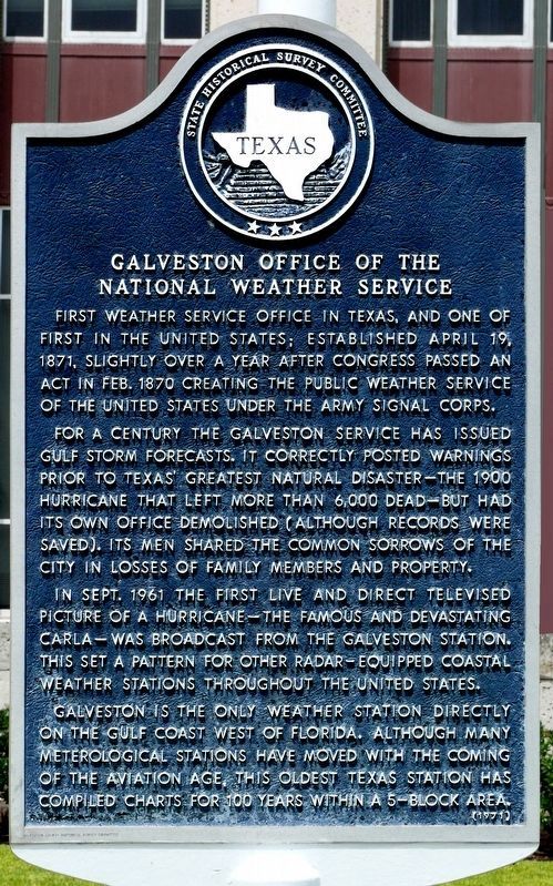 Galveston Office of the National Weather Service Marker image. Click for full size.