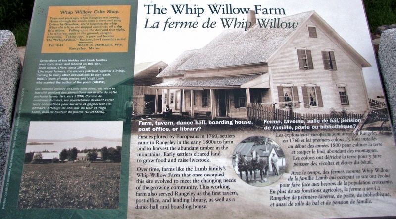 The Whip Willow Farm / La ferme de Whip Willow Marker image. Click for full size.