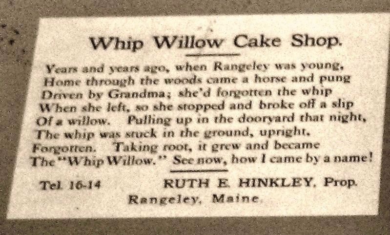 Marker detail: Whip Willow Cake Shop poem image. Click for full size.