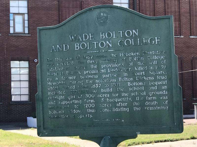 Wade Bolton and Bolton College side of the marker image. Click for full size.