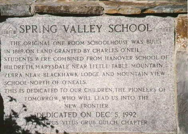 Spring Valley School Marker image. Click for full size.