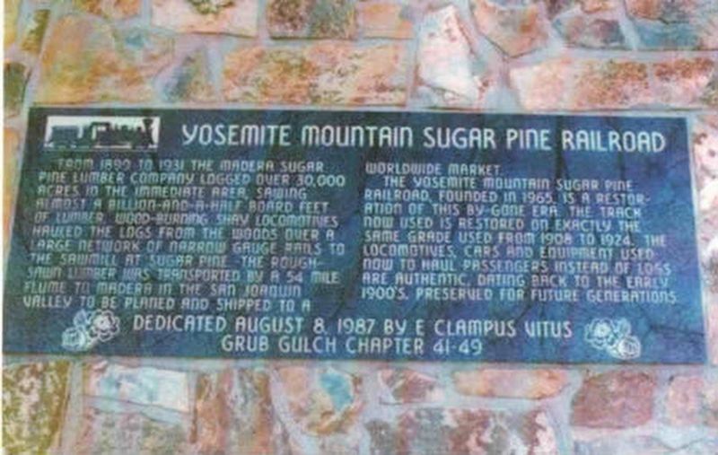Yosemite Mountain Sugar Pine Railroad Marker image. Click for full size.
