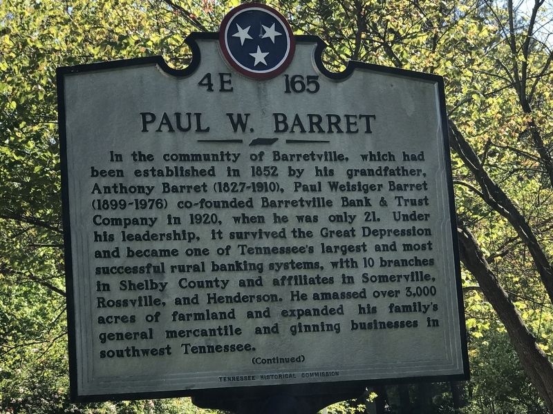Paul W. Barret Marker image. Click for full size.