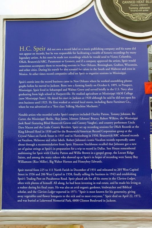 H.C. Speir Marker close up of side 2. Click for full size. H.C. Speir Marker close up of side 2 image. Click for full size.