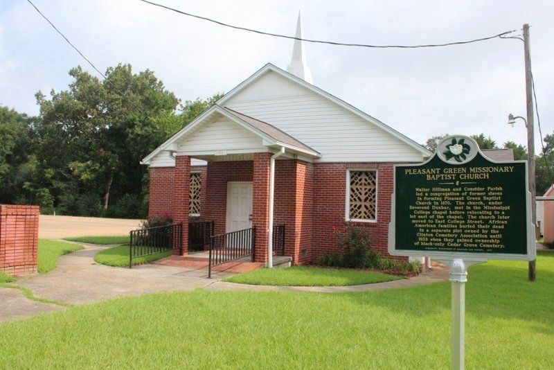 Pleasant Green Missionary Baptist Church and Marker image. Click for full size.