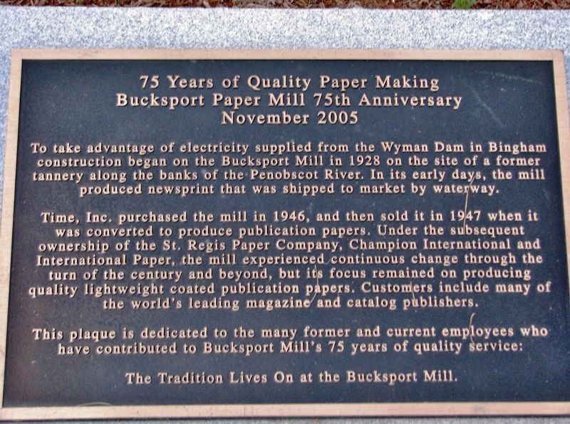 75 Years of Quality Paper Making Marker image. Click for full size.