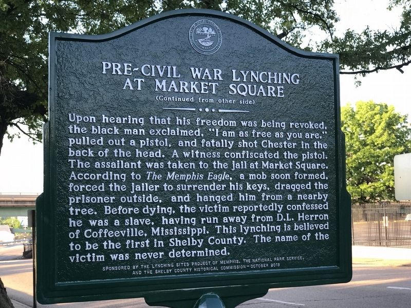 Pre-Civil War Lynching at Market Square Marker image. Click for full size.