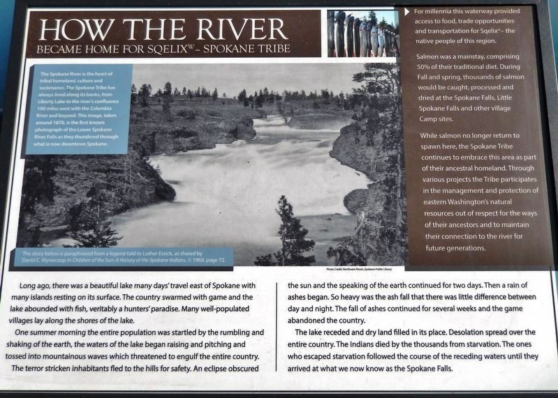 How the River Became Home for Sqelix — Spokane Tribe Marker image. Click for full size.
