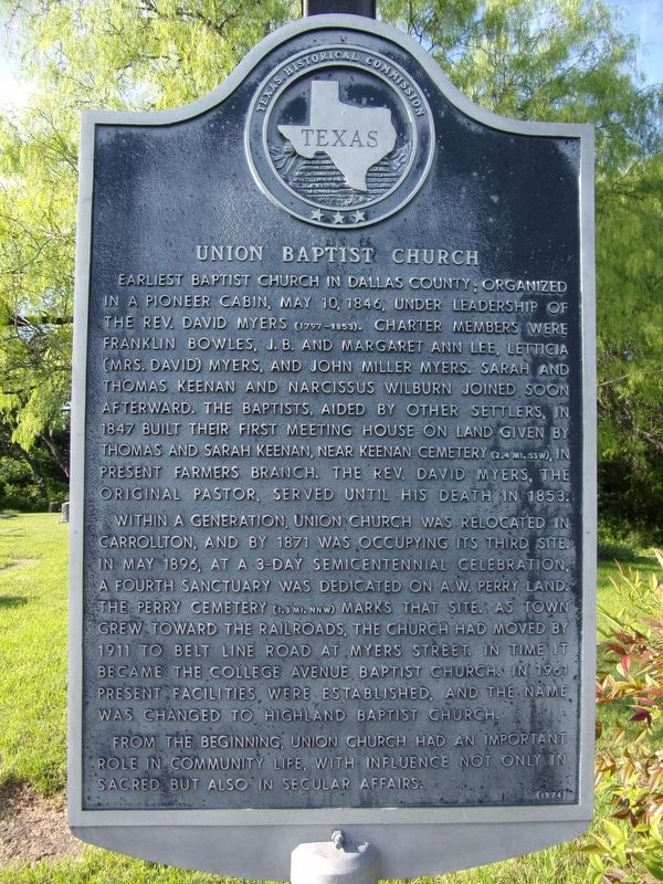 Union Baptist Church Marker image. Click for full size.
