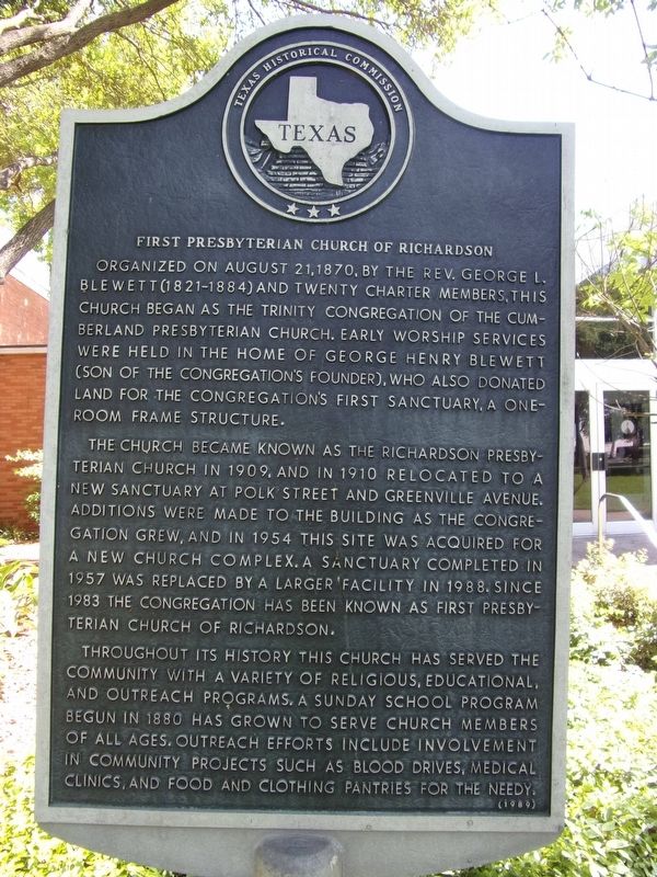 First Presbyterian Church of Richardson Marker image. Click for full size.