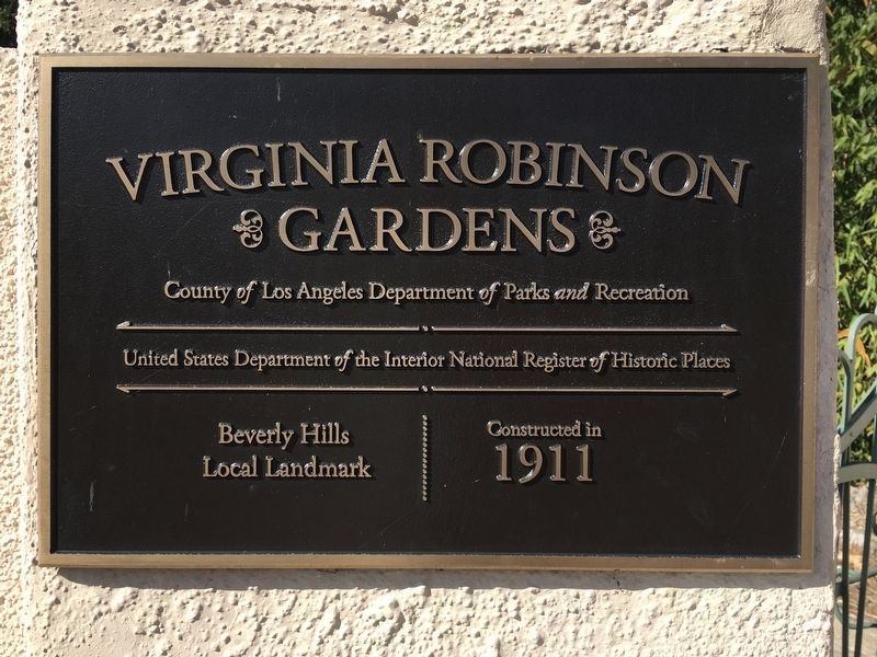 Virginia Robinson Gardens Marker image. Click for full size.