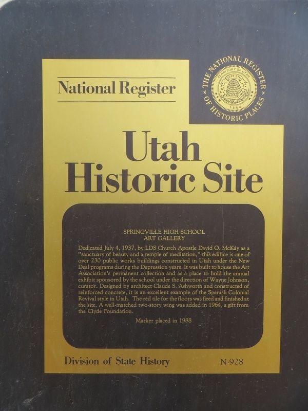 Springville High School Art Gallery Marker image. Click for full size.