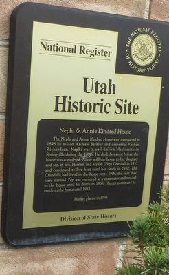 Nephi & Annie Kindred House Marker image. Click for full size.