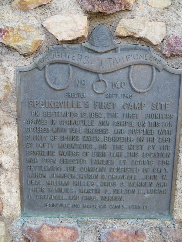 Springville's First Camp Site Marker image. Click for full size.