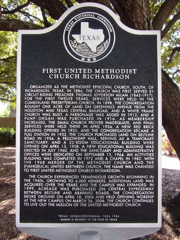 First United Methodist Church Richardson Marker image. Click for full size.
